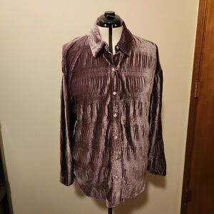 Bibi Taupe Velvet Top button down Ssssooo Soft!  Xlarge